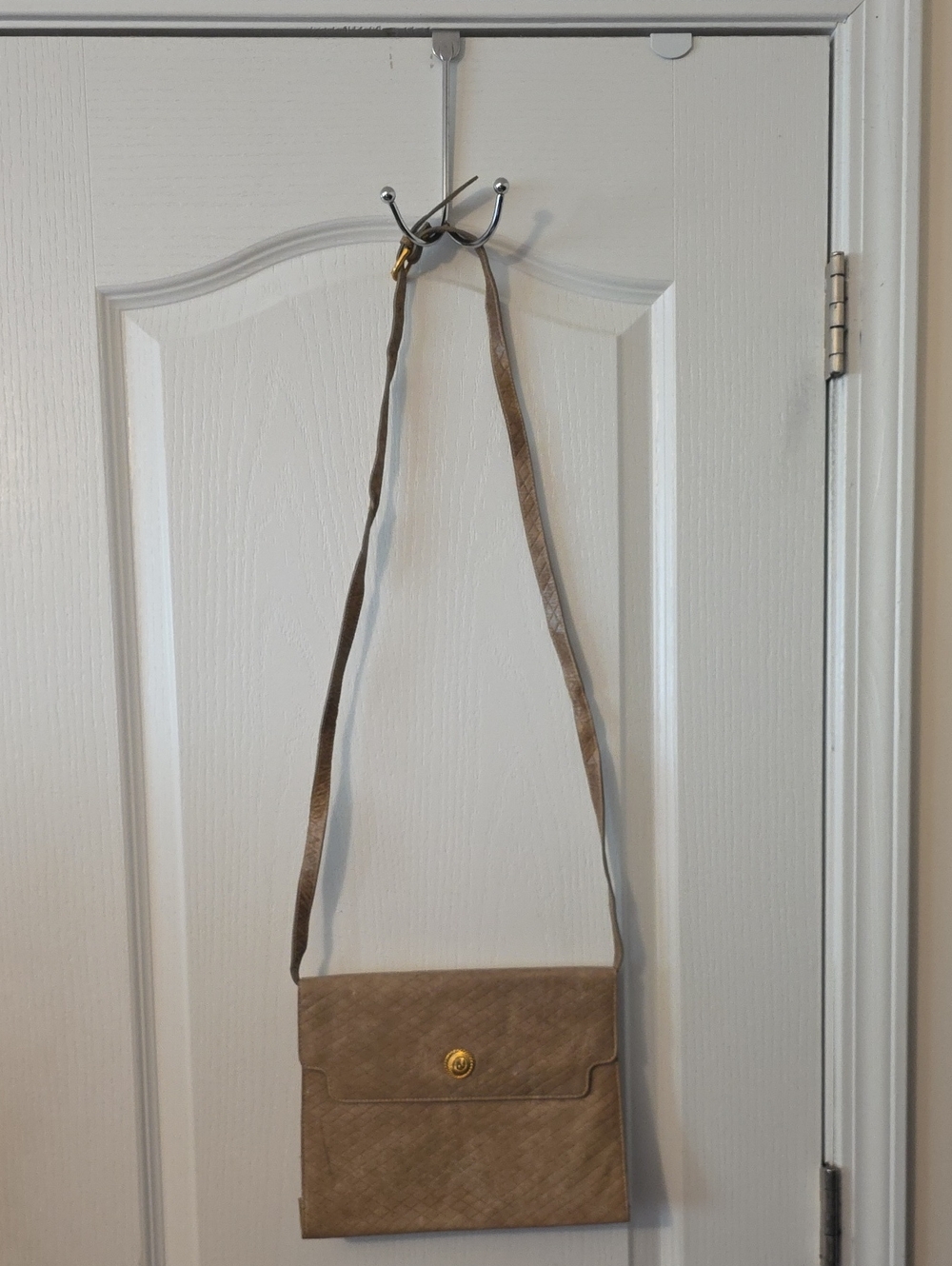 Vintage Albert NiponClassic Tan Crossbody Bag with Gold Button